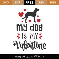 Dog figure surrounded my hearts and words "My dog is my Valentine" 225 x 225