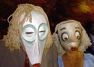 Halloween Parade in Greenwich Village, NY - 2 Papier Mache masks 330 x 236